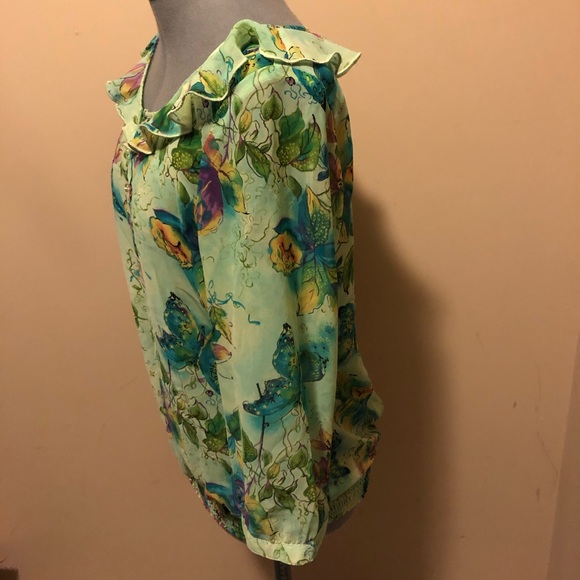 Northern Reflections 3/4 Sleeve Sheer Blouse S - Picture 3 of 10